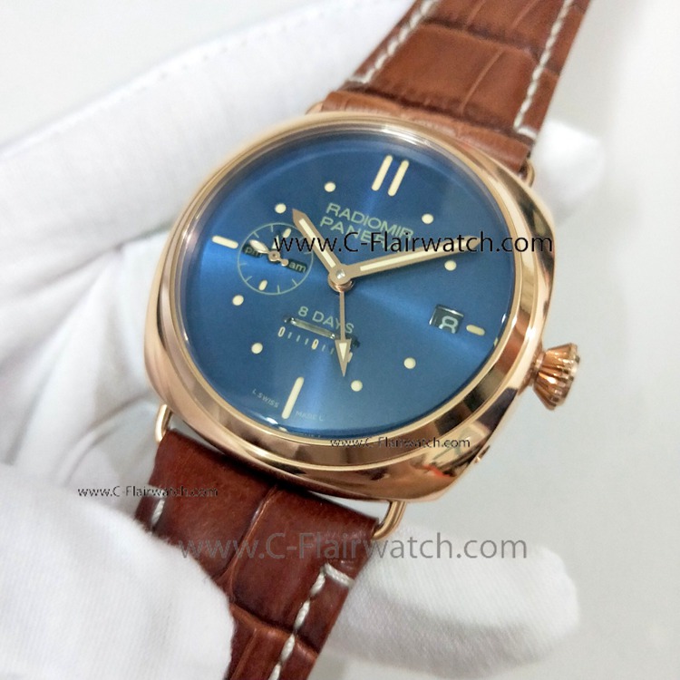 Panerai Radiomir 8 Days GMT Oro Rosso Watch Rose Gold Blue Dial